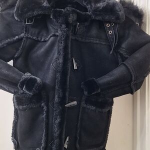 Kids "DENALI SHERLING" BLACK COAT